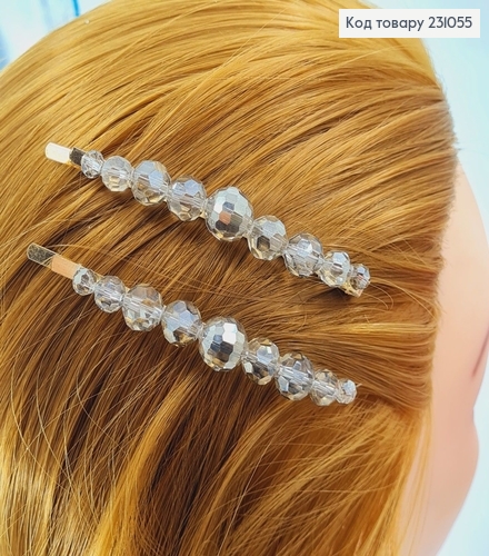 Заколка невидимка металл 8,5 см с большим стиклярусом в асс. 2 шт / уп цена за уп. 231055 фото 2