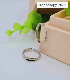 Кольцо родованное на фаланге Косичка с черной эмалью, Xuping 18К. 171172 фото