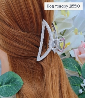 Краб металл, серебряного цвета, в камешках и жемчужинах, Треугольник, 7,5см 215510 фото