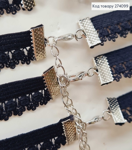 Чокер черный на резинке 1,2см с подвеской серебряного цвета  в асорт. 274099 фото 2