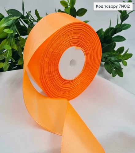 Лента атласная ОРАНЖЕВАЯ (цвет 022), ширина 4см, длина 36 ярдов (33м) 714012 фото 1