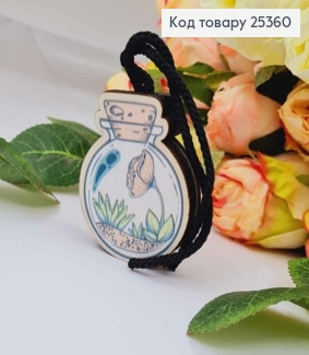 Ароматизатор в авто, дерев'яний, "Колба з зеленню", 5,5см, (без запаху) 25360 фото