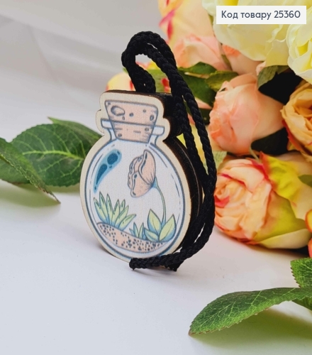 Ароматизатор в авто, деревянный, "Колба с зеленью", 5,5см, (без запаха) 25360 фото 1