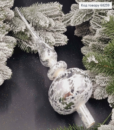 Верхівка  СРІБЛО + оксамит, висота 35см, Новорічна прикраса, пластик, Україна 611259 фото 1