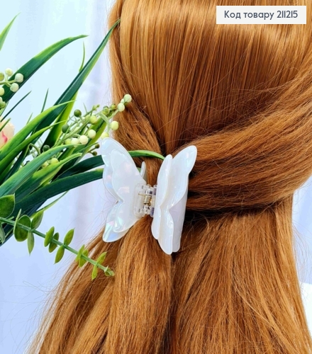 Краб пластик "МЕТЕЛИК" з подвійними крилами, 6,5*6,5см, Біло-Перламутрового кольору 211215 фото 1