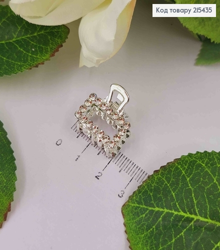 Краб металл, Прямоугольный в камешках, серебряного цвета, 2см 215435 фото 2