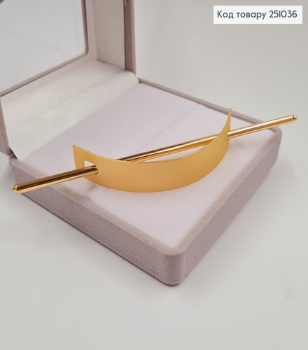 Дуга метал із заколкою для волосся золотого кольору 251036 фото 3