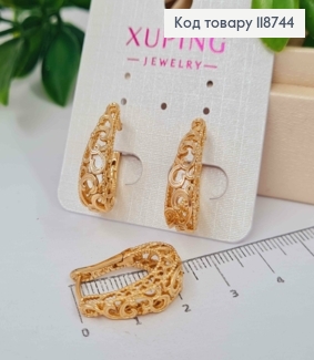 Серьги "Овальные" Ажурные, 2,1см, застежка кольца, Xuping 18K 118744 фото