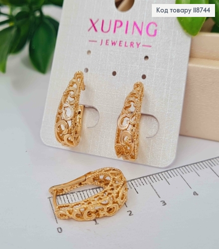 Серьги "Овальные" Ажурные, 2,1см, застежка кольца, Xuping 18K 118744 фото 1