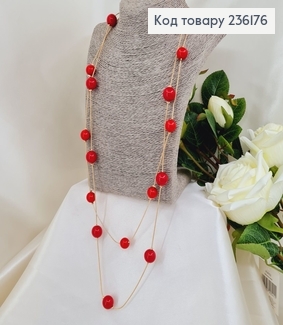 Бижутерия на шею Бусы двойные с Красными  жемчужинами, 90+4см 236176 фото