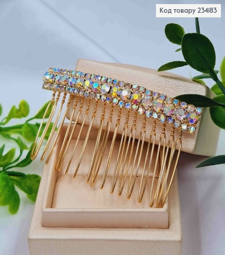 Гребінь у волосся, з Блискучими камінцями Хамелеон, Золотого кольору 234183 фото 1