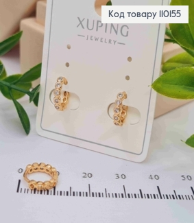 Сережки кільця з Маленькими Блискучими камінцями,  діаметр 0,9см, Xuping 18К 110155 фото