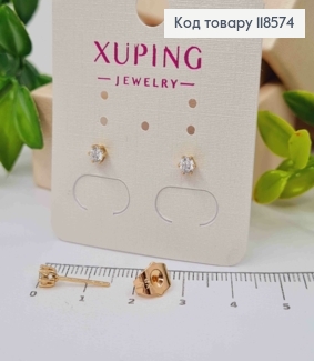 Сережки гвіздки, Блискучий камінець, 3,5мм; Xuping 18К 118574 фото