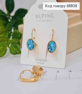 Сережки з Овальним Блакитним каменем Сваровскі (1см), довж. 1,9 Xuping 18К 118808 фото