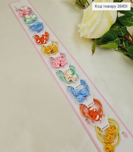 Резинка детская цветная звери 30 шт/уп 261101 фото 1