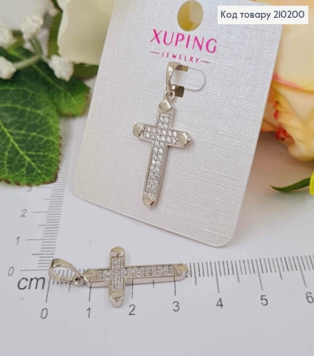 Крестик родованный, в камнях, 2,5*1,5см, Xuping 210200 фото 1