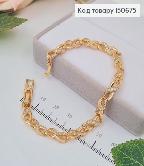 Браслет "Бесконечность" с камнями, длина 17+2см, Xuping 18К 150675 фото