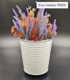 Відерце-кашпо, метал, білого кольору, висота 15см, Польща 591126 фото