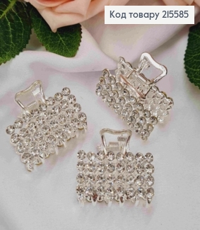 Краб металл "Прямоугольный", 3,7см в камешках, серебряного цвета 215585 фото