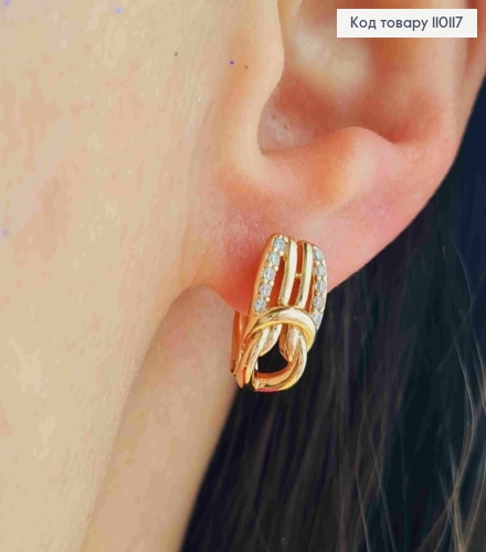 Серьги "Скарабей Египта" с Блестящими камешками, длина 1,4см, английская застежка, Xuping 18K 110117 фото 2