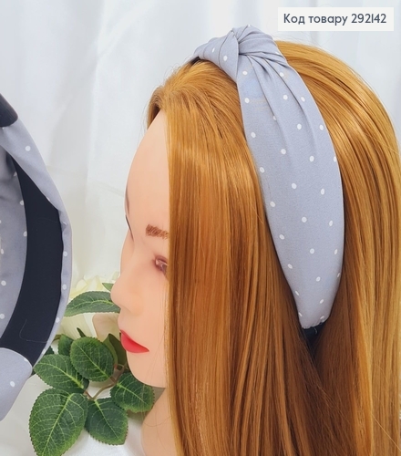 Обруч чалма КРАПЕЛЬКА (серый), ручна работа, Україна 292142 фото 1