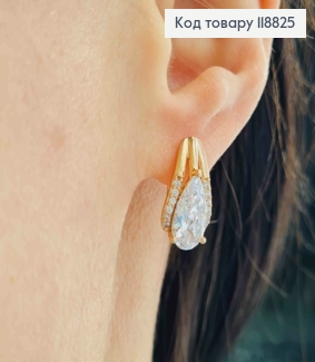 Серьги "Ксения" украшены Блестящим камнем, 1,7см, англ. застежка, Xuping 18К 118825 фото