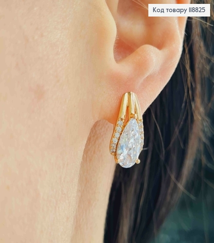 Серьги "Ксения" украшены Блестящим камнем, 1,7см, англ. застежка, Xuping 18К 118825 фото 1