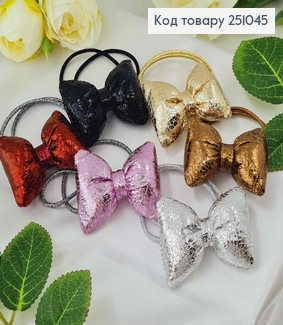 Резинка двойная, с блестящим бантиком, 5,5см, цвета в ассорт. 251045 фото