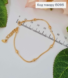 Браслет плетения снейк, с литыми бусинками, дл. 17+3см, Xuping 18К 150915 фото