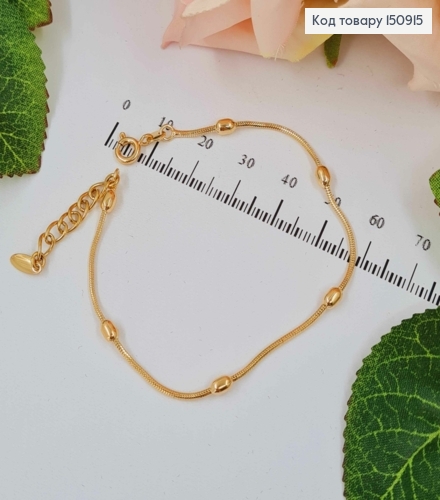 Браслет плетения снейк, с литыми бусинками, дл. 17+3см, Xuping 18К 150915 фото 1