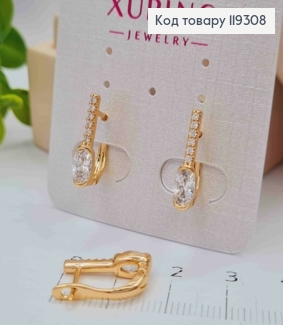 Серьги украшены Блестящими камешками, 1,6см, английская застежка, XUPING 18K 119308 фото