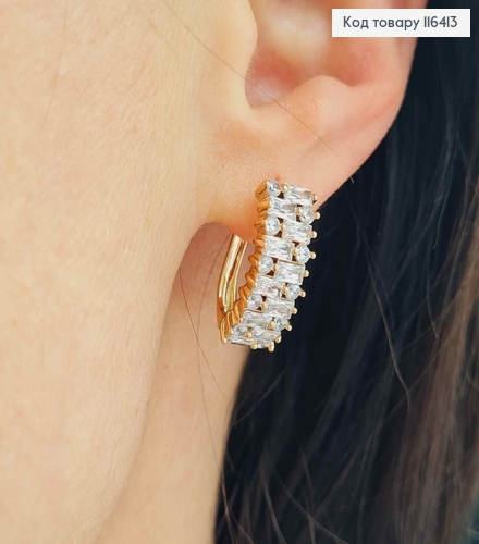 Серьги, "Маргарет" в роскошных камешках, 1,8см, англ. зам. Xuping 18K 116413 фото 2