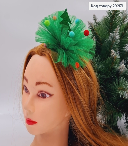 Обруч металический зеленая Елка с фатином, ручная работа, УКраина 691183 фото 1