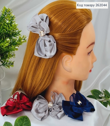 Заколка уточка с атласным двойным бантиком (темные) в ассорт. 262044 фото 2