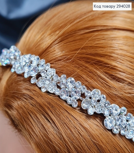 Диадема в камнях 1,2см серебряного цвета 294028 фото 4