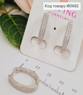 Сережки родированые Дуги с камнями 2*0,4см, Xuping 180682 фото