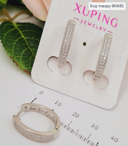 Сережки родированые Дуги с камнями 2*0,4см, Xuping 180682 фото 1