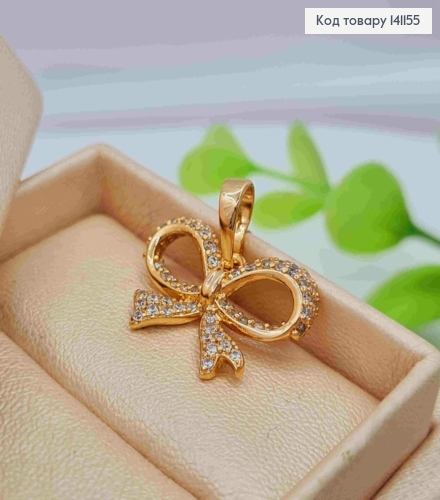Кулон "Бантик" прикрашений Блискучими камінцями, розмір 1,4*1,9см, Xuping 18K 141155 фото 1