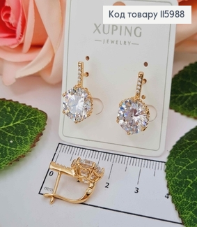 Серьги, "Загадка" с большим Белым камешком, 1,8см, англ. застежка, Xuping 18K 115988 фото