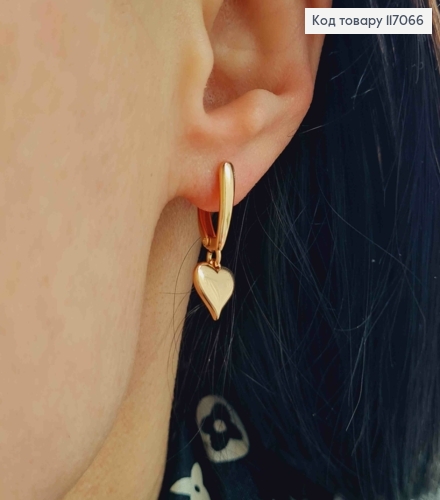 Серьги с подвеской сердечком, 2см, Xuping 18K 117066 фото 2
