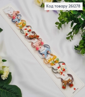 Набор детских резинок (20шт)КОТИКИ/ЗАЙЧИКИ  в ассортименте, тонкие, диаметр 3,5см. 261278 фото