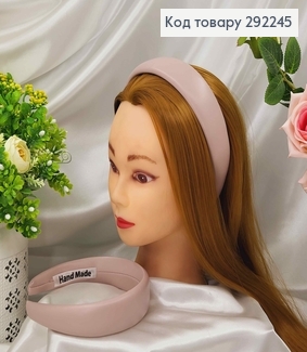 Обруч широкий 4,5см, ЭКОкожа, цветСВЕТЛАЯ РОЗОВАЯ ПУДРА, ручная работа, Украина. 292245 фото