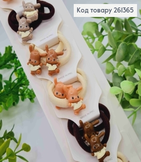 Набір резинок (20шт), ЗАЙЧЕНЯ, Пастельні кольори, резинка 3см, фігурки 2*1,5см 261365 фото