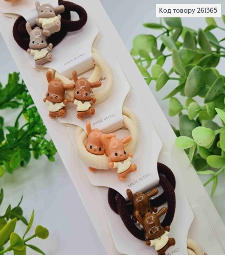 Набір резинок (20шт), ЗАЙЧЕНЯ, Пастельні кольори, резинка 3см, фігурки 2*1,5см 261365 фото 1