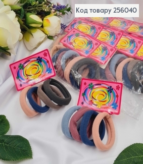 Набор резинок ПАСТЕЛЬНИЕ (4шт) микрофибра 5см, качественные, НЮДОВИЕ  на планшетке в асортименте. 256040 фото