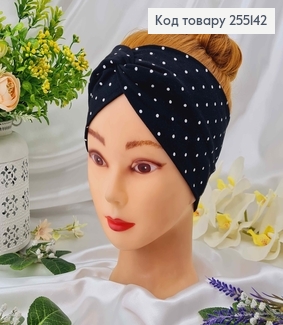 Повязка чалма, трикотаж детская, ЧЕРНАЯ в горошек, 20*9см, ручная работа, Украина. 255142 фото