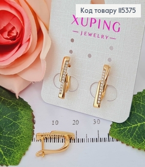 Серьги "Гранулы" с камнями, 2см, англ. зам. Xuping 18K 115375 фото