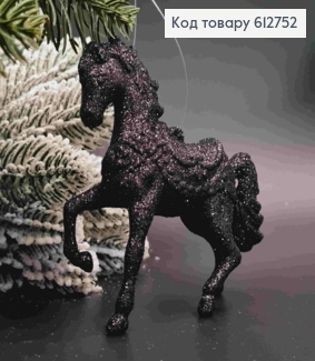 Фигурка блеск "КОНЬ", ЧЕРНЫЙ, размер 10*10см, украшение пластиковое, Украина 612752 фото