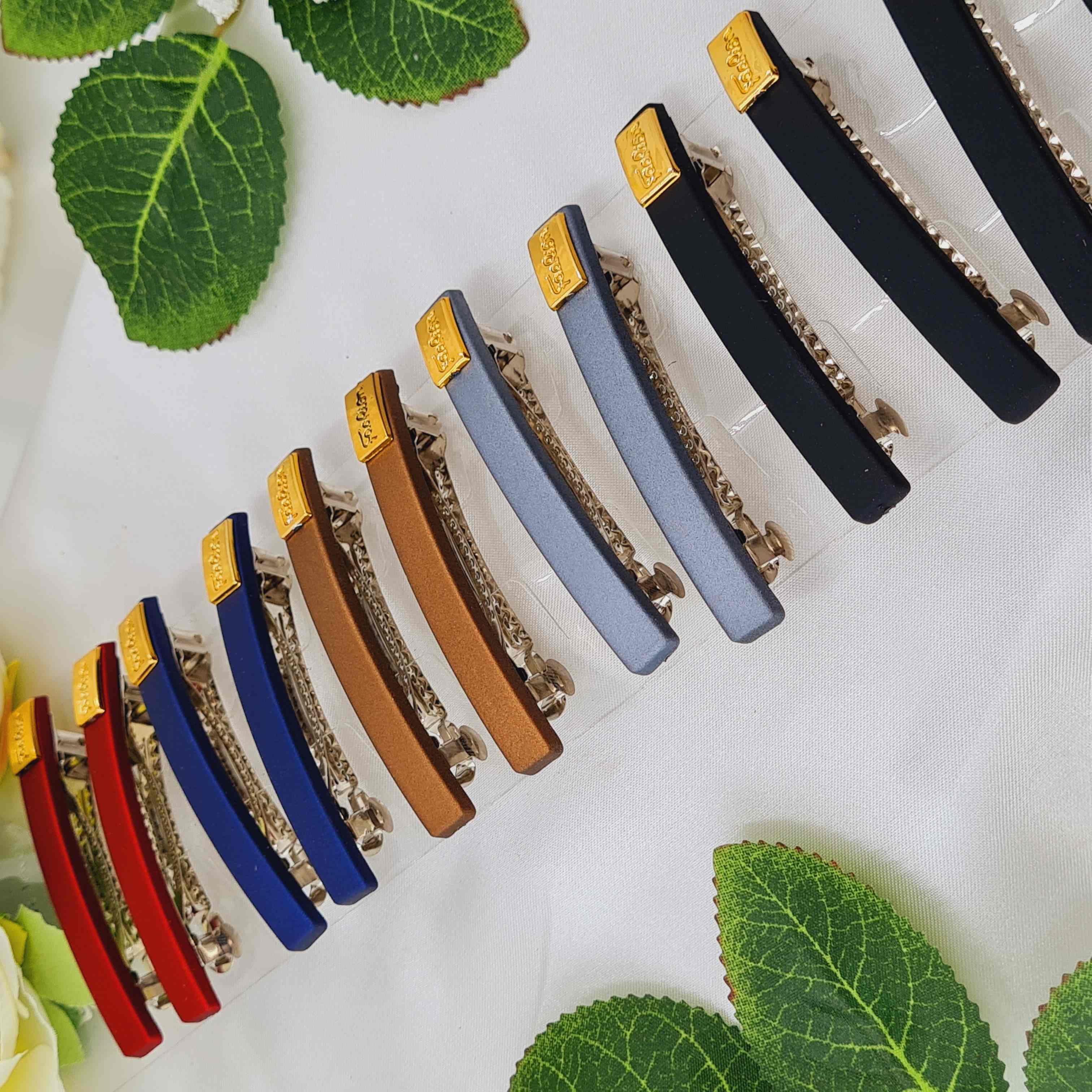 Заколка автомат (6см), Пластик 8*1,6см Прямоугольный цвет в ассорт. 221165 фото 3