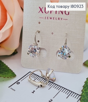 Сережки родовані, з камінчиком 8мм, довж. 2см, з франц. заст. Xuping  180923 фото